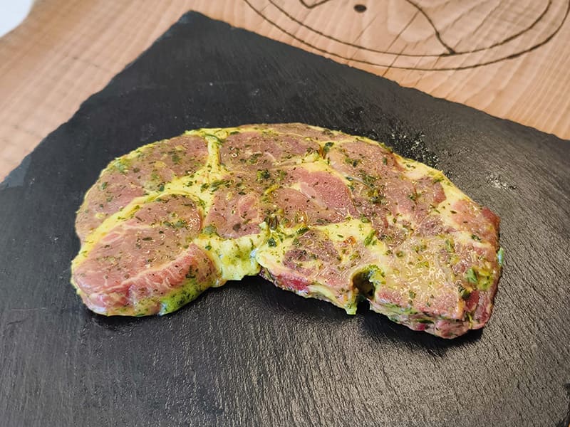 échine de porc marinée ail des ours
viande des Hautes-Alpes